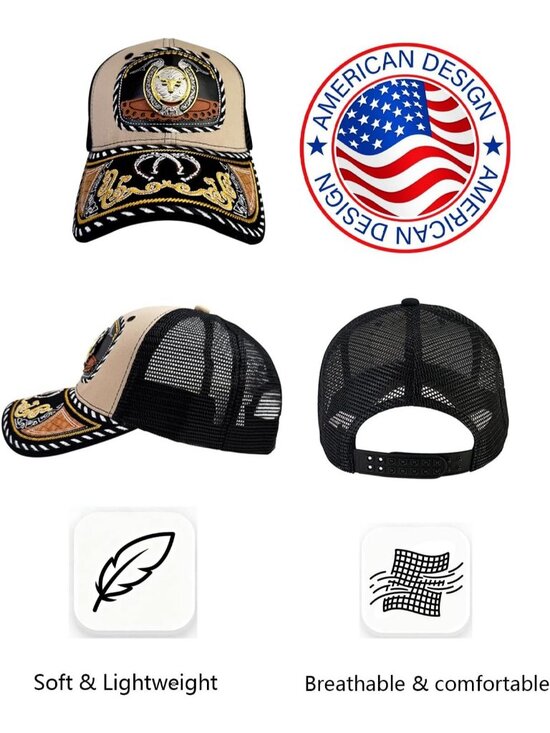 Unisex Beige 1 Western Trucker Hat Vintage Cowboy Country Cute Baseball Cap main image 6